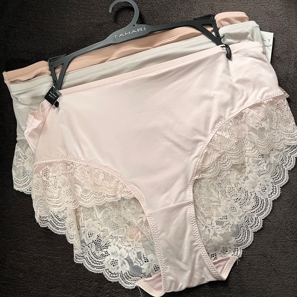 Tahari Women's Soft Cheeky Panties - Light Pink, Grey, Beige - 3 Pack, NWT